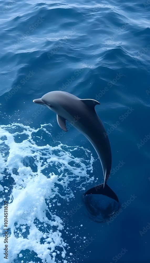 Obraz premium A dolphin leaping out of the water, creating a dynamic and graceful scene.