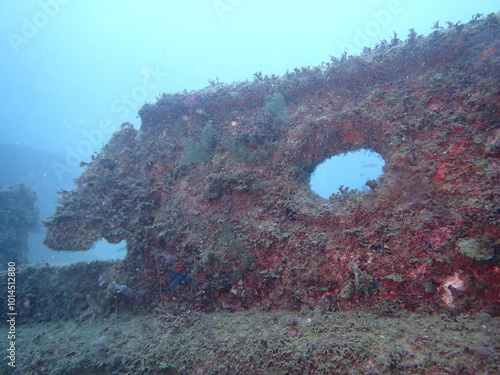 海の中にある白浜の沈没船の一部 photo