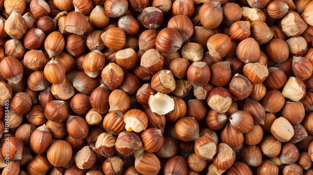 Top view of scattered hazelnuts with shells. Rich texture, natural colors. Perfect for culinary and healthy lifestyle concepts. Top view of scattered hazelnuts with shells. Rich texture, natural colors. Perfect for culinary and healthy lifestyle concepts.