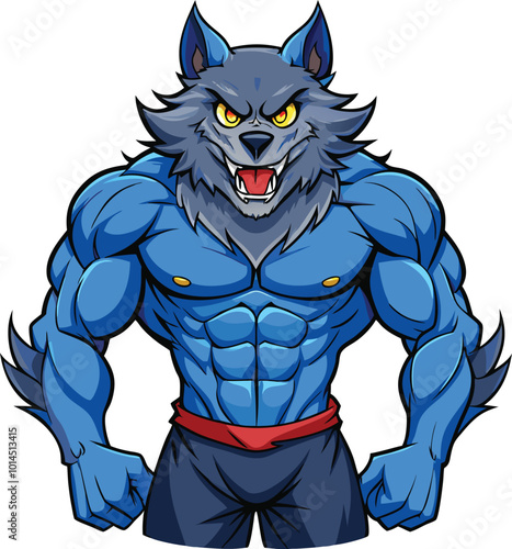muscular wolf Vector