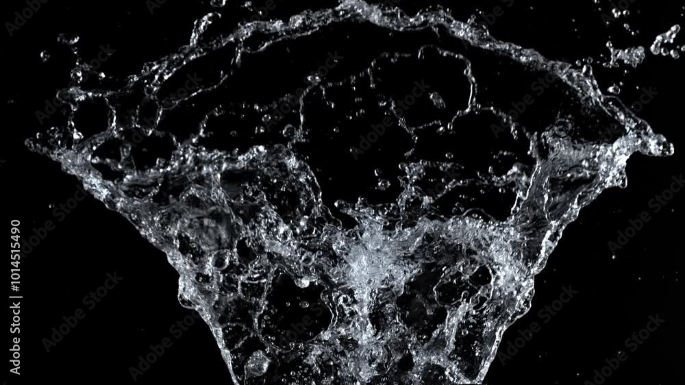 Super Slow Motion Shot of Water Splash Isolated on Black Background at 1000fps. Super Slow Motion Shot of Water Splash Isolated on Black Background at 1000fps.