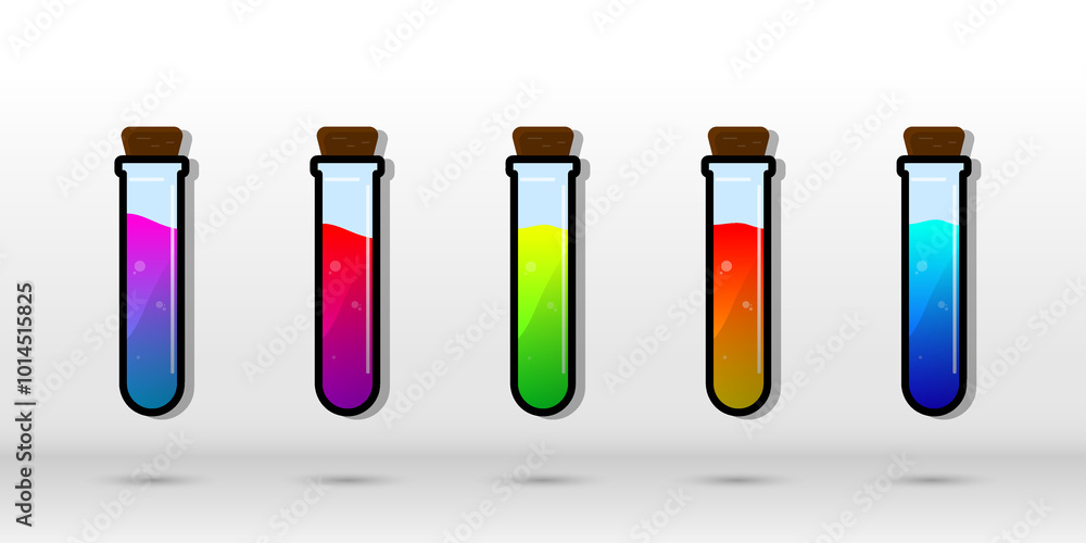 Set of glass bottles. Different color potion flat style on white background. Vector illustration. Design elements for game collection. Set of glass bottles. Different color potion flat style on white background. Vector illustration. Design elements for game collection.