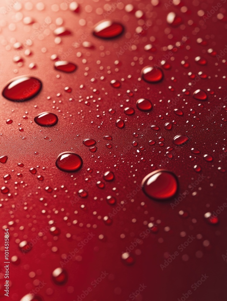 Water Droplets on Red Surface Water Droplets on Red Surface