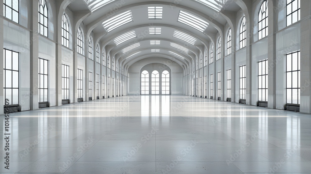 Spacious interior of a modern hall with large windows and elegant design. Spacious interior of a modern hall with large windows and elegant design.
