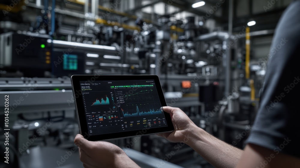 The Tablet Displaying Industrial Data The Tablet Displaying Industrial Data