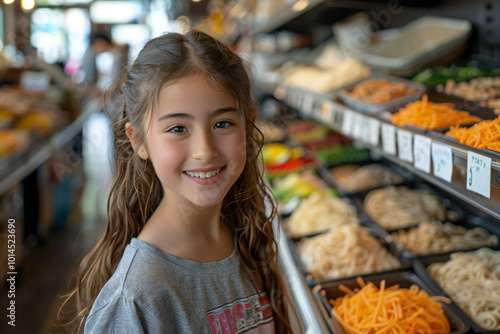 Happy Girl Shopping at Asian Food Store