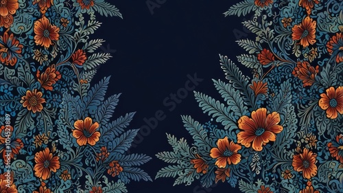 Indonesian batik motifs with very distin blue background