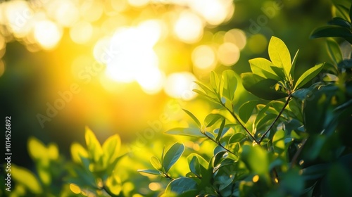 Green Leaves Backlit by a Blurry Sun