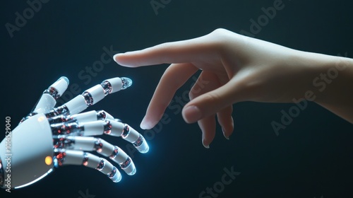 A Human Hand Reaching Out to a Robotic Hand