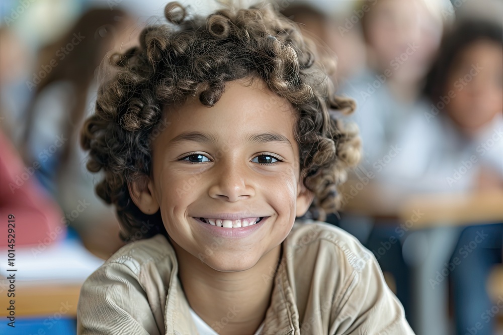 Smiling Young Boy in Classroom. Smiling Young Boy in Classroom.