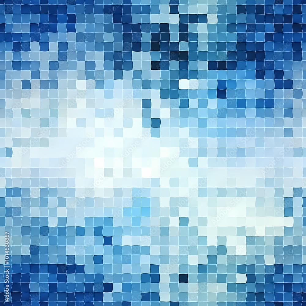 Fototapeta premium Vibrant patterned geometric design with blue, orange, and beige squares.