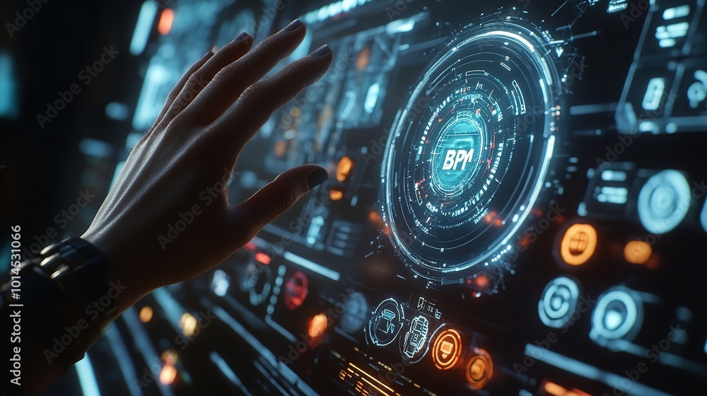 A close-up of a hand interacting with a futuristic touchscreen displaying glowing data and digital graphics. A close-up of a hand interacting with a futuristic touchscreen displaying glowing data and digital graphics.