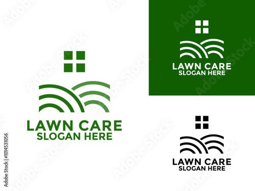 Lawn care logo design vector, landscape, grass concept logo design template