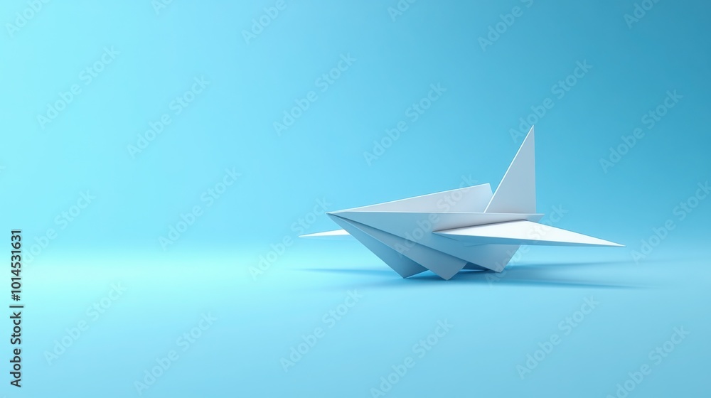 Single Paper Airplane on a Pale Blue Gradient Background for Creative Projects Single Paper Airplane on a Pale Blue Gradient Background for Creative Projects