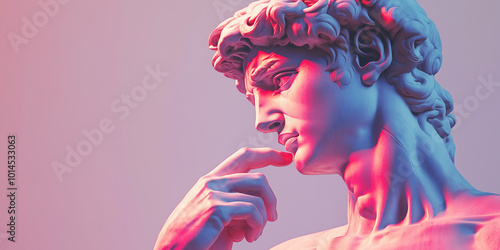 David sculpture like single jelly in red to white gradient color background