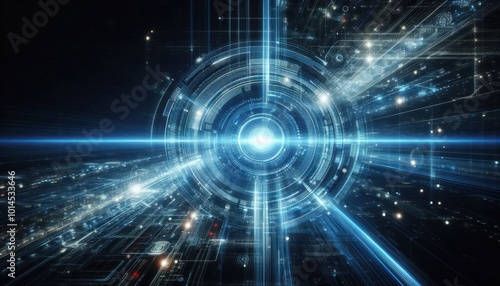 Abstract digital design depicting futuristic technology and energy flow.