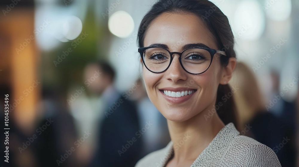 Confident Businesswoman Smiling in Glasses Confident Businesswoman Smiling in Glasses