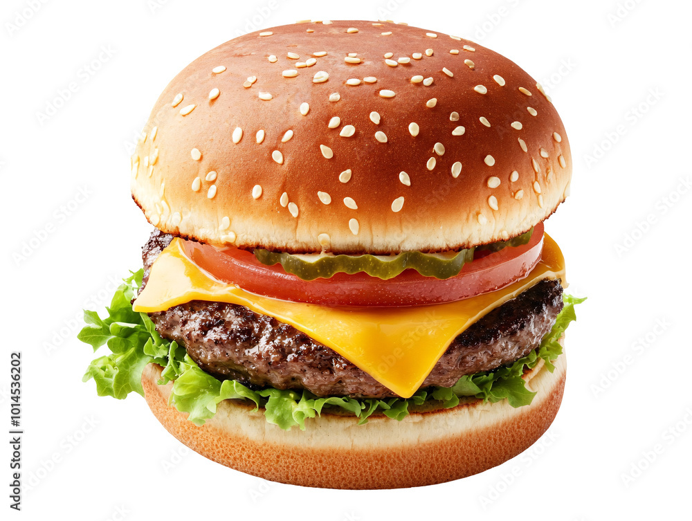 a cheeseburger with a sesame seed bun a cheeseburger with a sesame seed bun