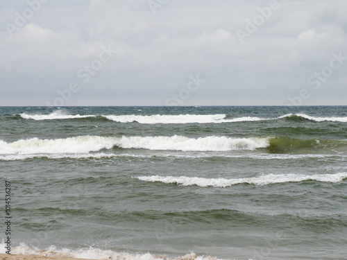 Calming View of Sea Waves Under a Cloudy Sky with No People Present