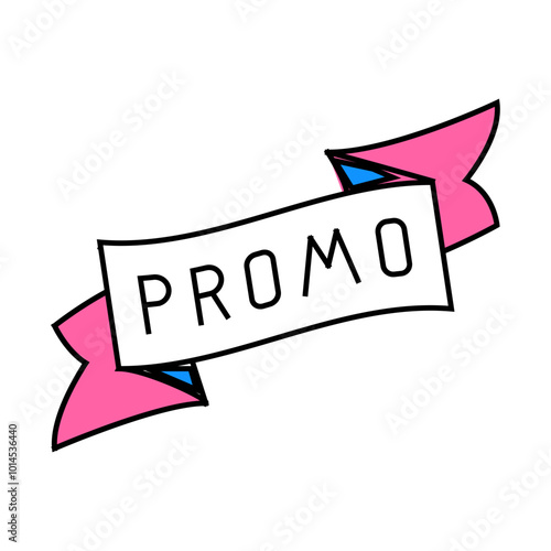 ribbon promo line icon vector. ribbon promo sign. isolated symbol illustration