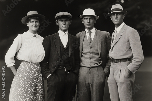 Vintage photo of golfers in the early 1900s.