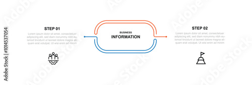 2 step line process infographic template vector 