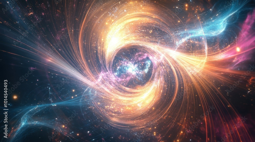 Cosmic Vortex with Glowing Lines and Stars Cosmic Vortex with Glowing Lines and Stars