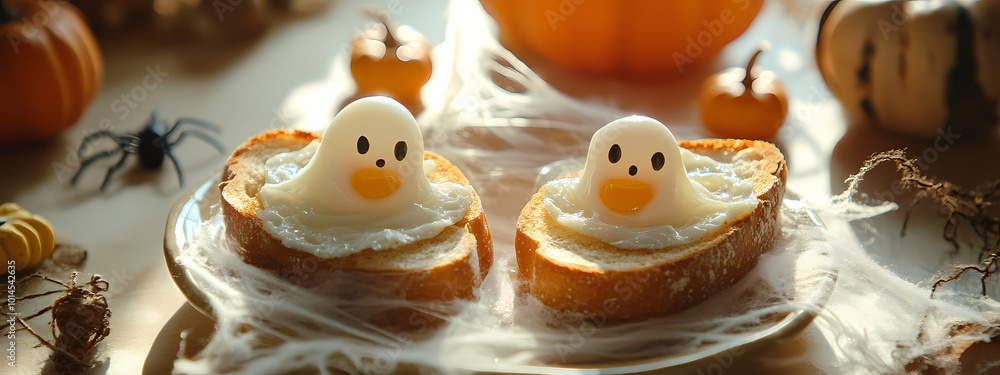 Obraz premium Cheerful Ghostly Breakfast