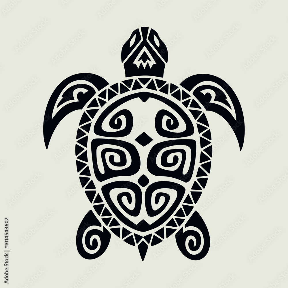 Naklejka premium Tattoo style turtle with Maori patterns isolated vector illustration
