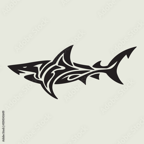 shark tattoo silhouette.vector illustration on white background