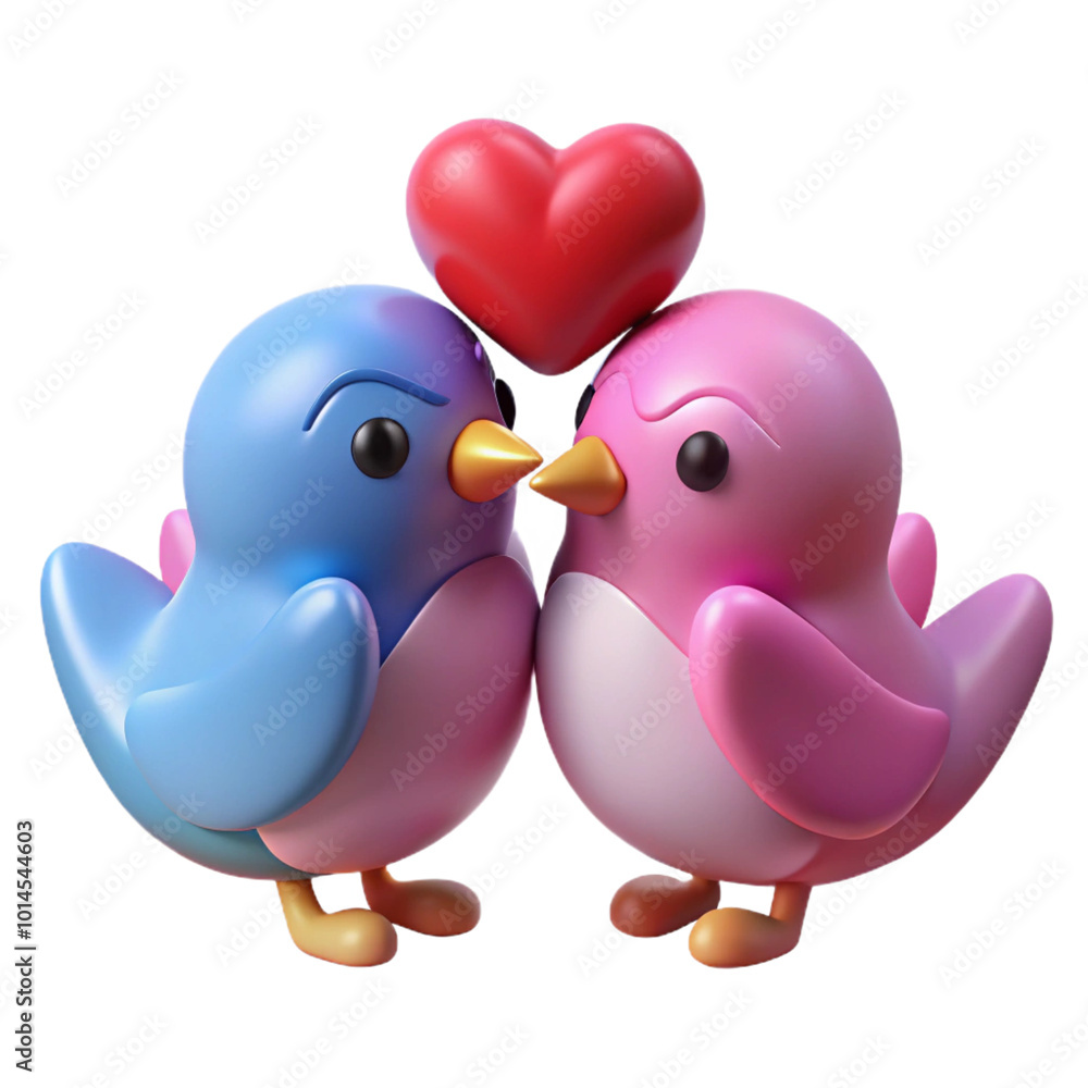 Valentine's Day Love Birds 3d cartoon style illustration Valentine's Day Love Birds 3d cartoon style illustration