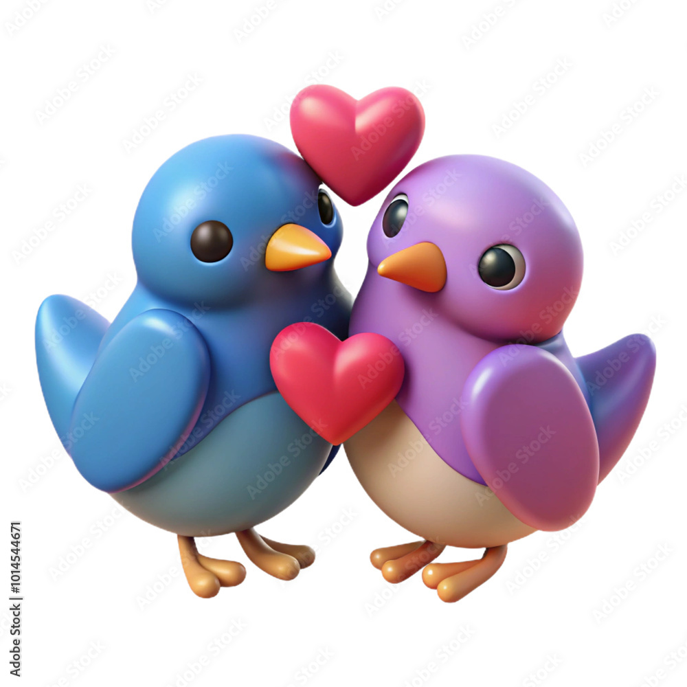 Valentine's Day Love Birds 3d cartoon style illustration Valentine's Day Love Birds 3d cartoon style illustration