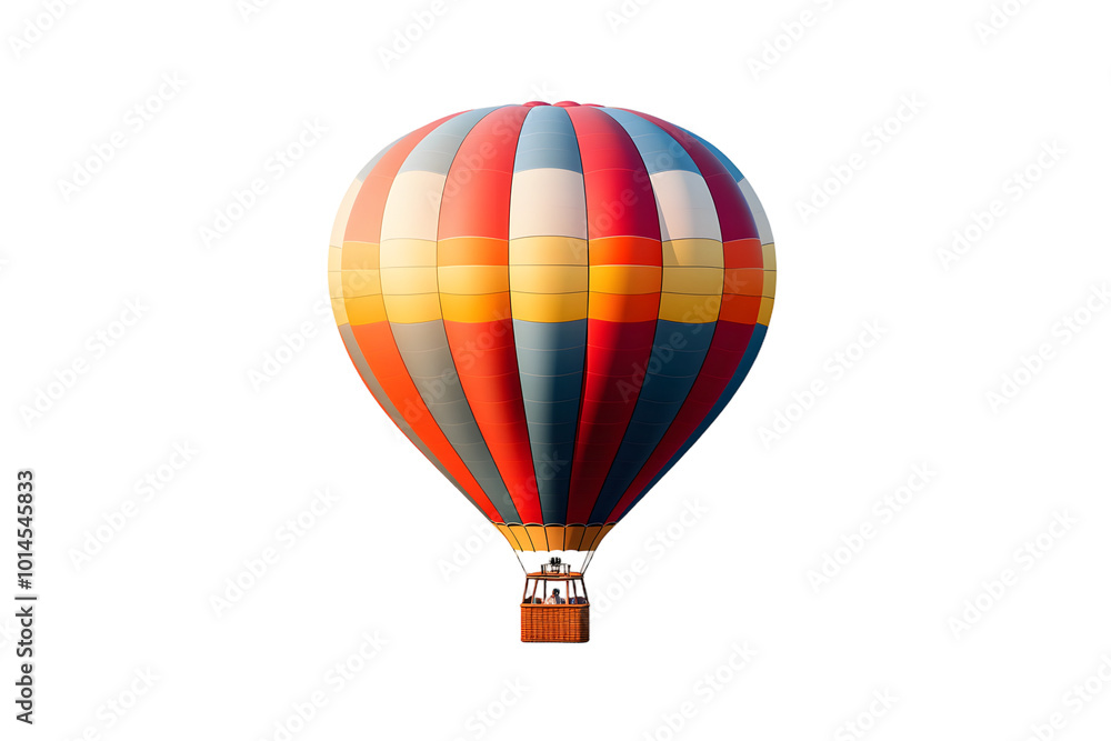 Naklejka premium Vibrant hot-air balloon isolated on transparent background PNG for creative design projects and travel-themed visual content