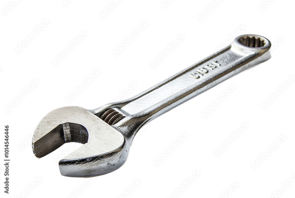 Adjustable Steel Wrench with Open Jaw on White Background Adjustable Steel Wrench with Open Jaw on White Background