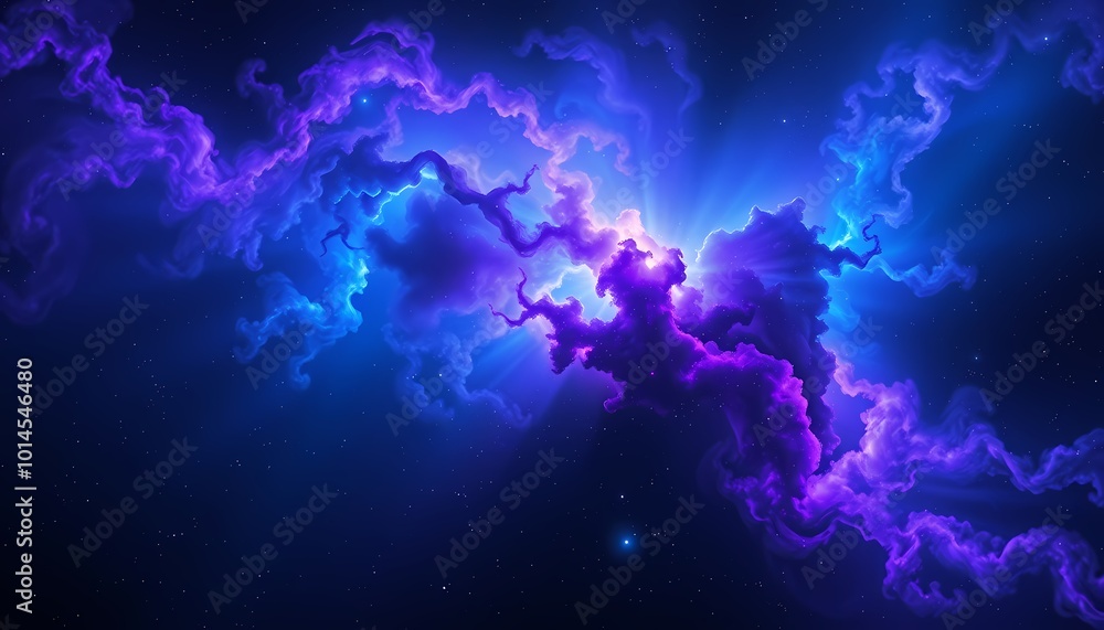 Intricate Violet, Indigo, and Cyan Nebula with Cosmic Tendrils and Star Rays ,Ethereal Space Intricate Violet, Indigo, and Cyan Nebula with Cosmic Tendrils and Star Rays ,Ethereal Space