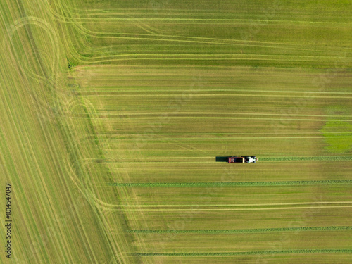 aerial view on an agricultural vehicle