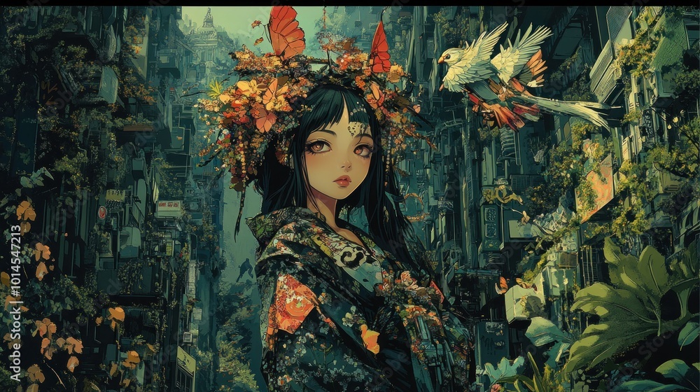 Anime Girl in a Flower Crown Anime Girl in a Flower Crown