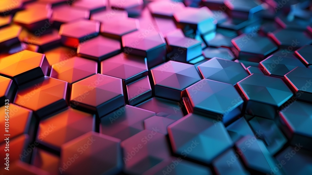 Dynamic Dimensions: 3D Hexagon Pattern in a Colorful Abstract Background Dynamic Dimensions: 3D Hexagon Pattern in a Colorful Abstract Background