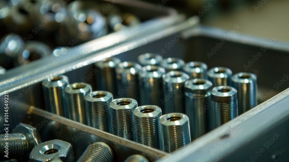 Close-up of Metal Fasteners in a Storage Container Close-up of Metal Fasteners in a Storage Container
