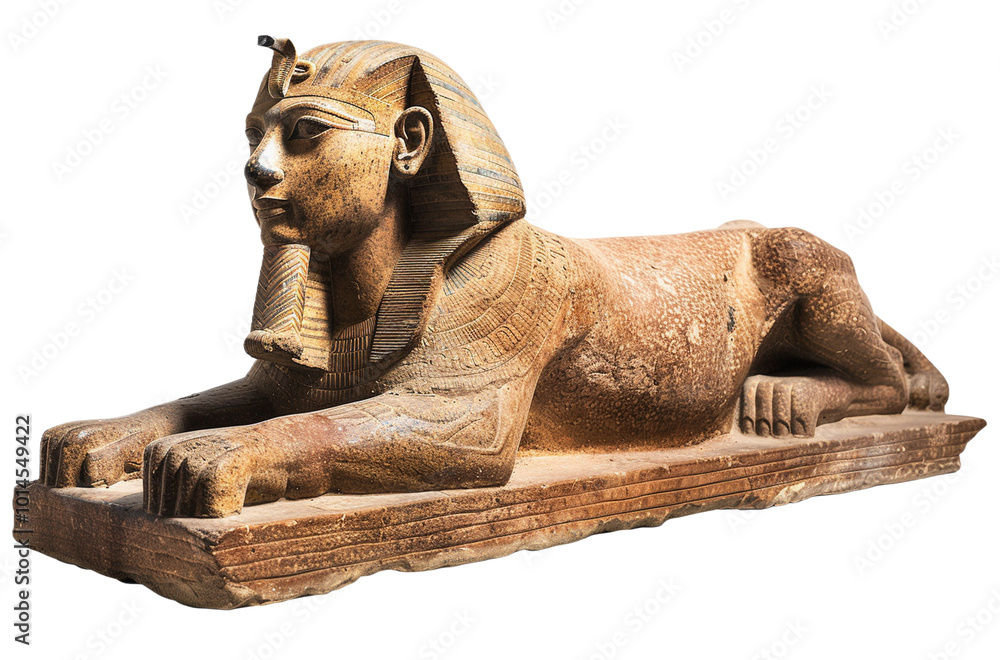Ancient Egyptian Sphinx Sculpture in Stone with Detailed Pharaoh Features Ancient Egyptian Sphinx Sculpture in Stone with Detailed Pharaoh Features