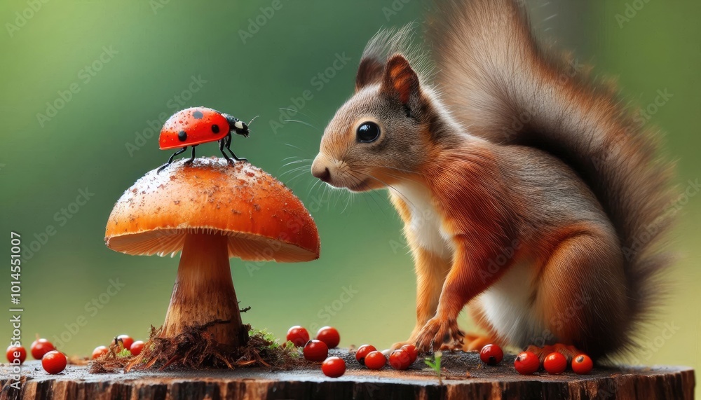 Red Squirrel and a Ladybird Red Squirrel and a Ladybird