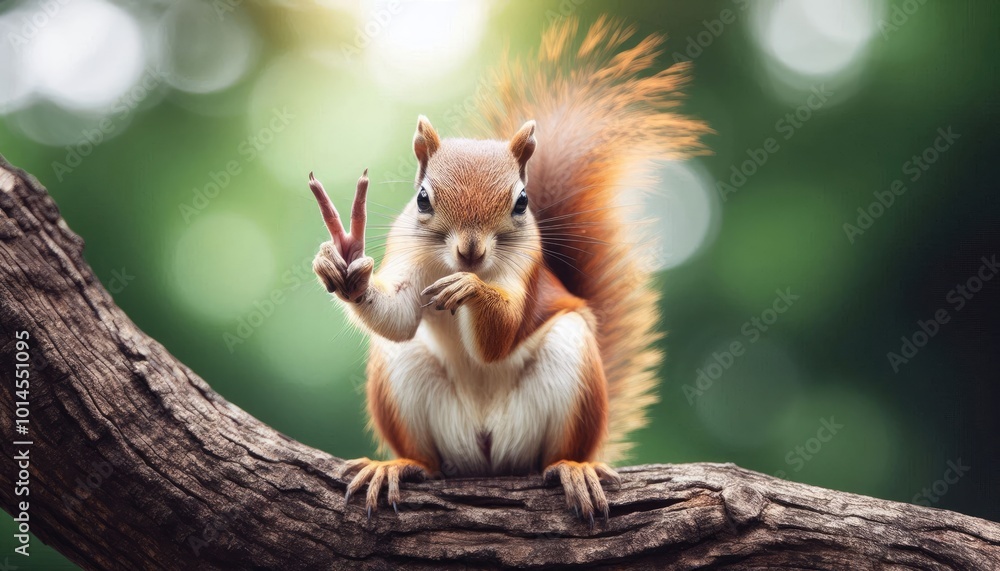 Red Squirrel - Victory- peace sign Red Squirrel - Victory- peace sign