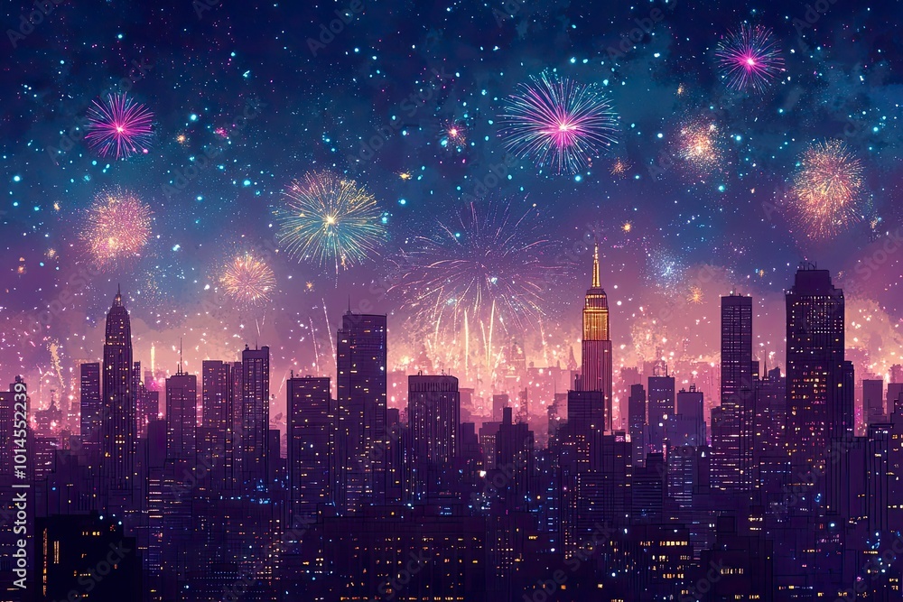 Obraz premium night sky with fireworks , new years background. with generative ai