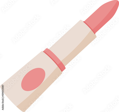 Lipstick tube in simple color design, a cosmetic product for beauty and fashion. Ideal for makeup and skincare themes, flat style illustration, suitable advertisements or online shops.