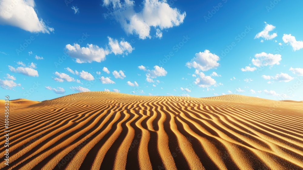 Naklejka premium Panoramic View of a Desert Landscape with Clouds