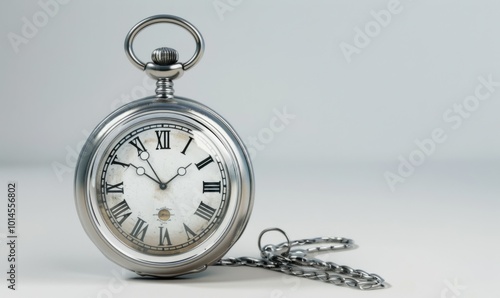 Classic silver pocket watch, white background, 4K hyperrealistic photo photo