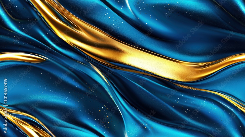 Blue and Gold Wavy Liquid Surface Abstract Design Blue and Gold Wavy Liquid Surface Abstract Design