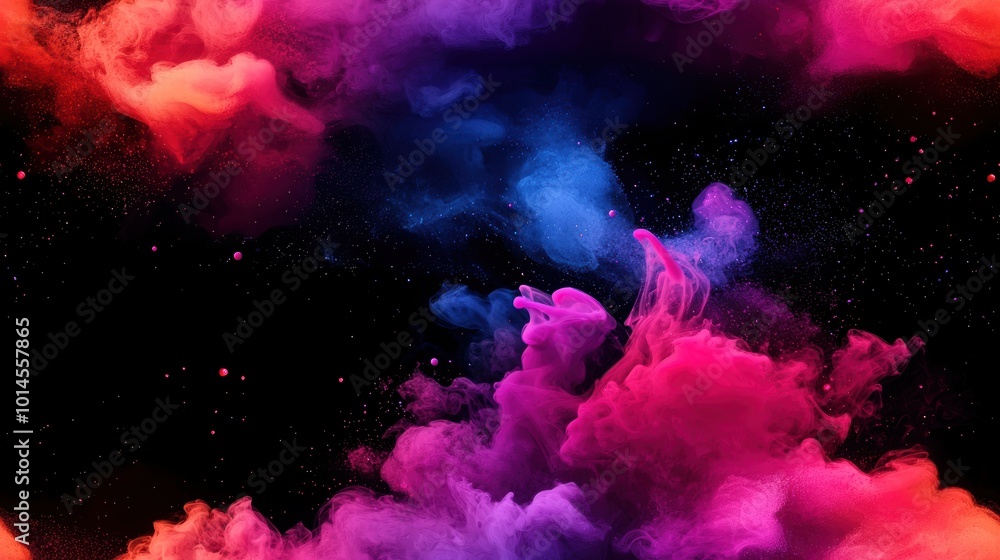 Colorful Smoke Explosion on Black Background Colorful Smoke Explosion on Black Background