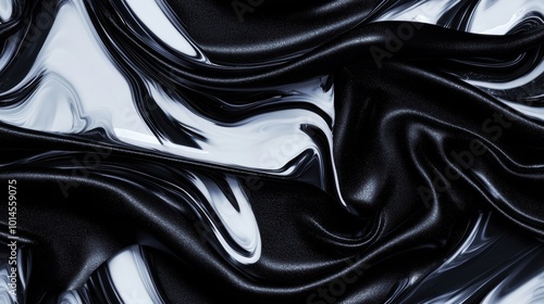 Abstract Liquid Art in Black White and Gray Colors