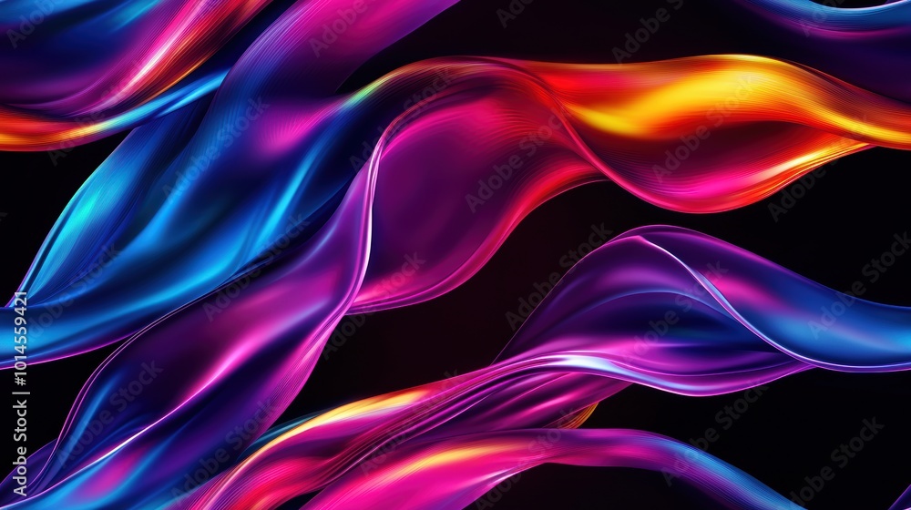 Multicolored Iridescent Waves on Dark Background Multicolored Iridescent Waves on Dark Background
